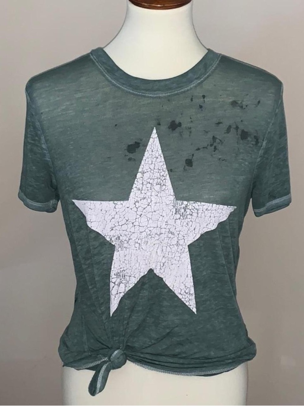 Women's Green and White T-shirt